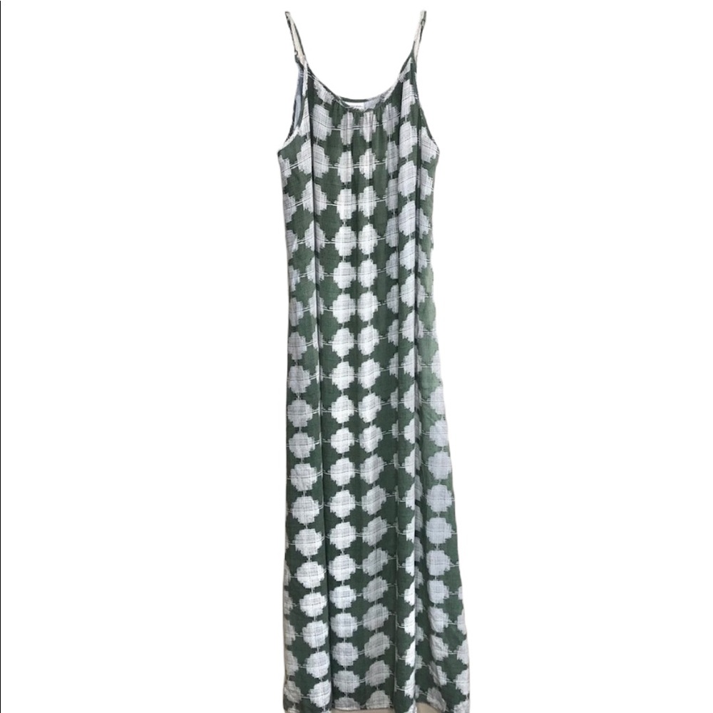 Merona Green & White Sleeveless Maxi Dress